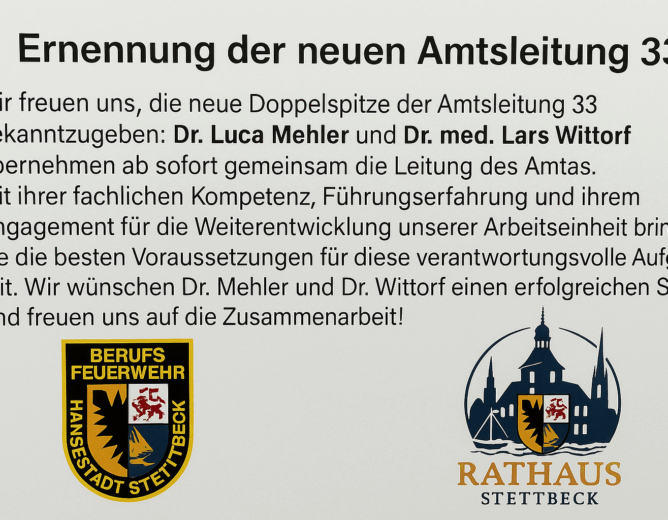 Ernennung der neuen Amtsleitung 33 – Berufsfeuerwehr